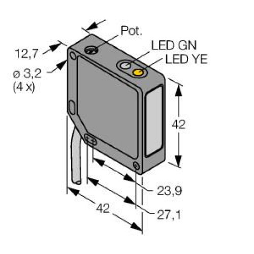 Photoelectric Sensor, Diffuse Mode Sensor with Fixed-Field Background Suppressio
