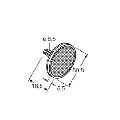 Retroreflective Target: Circular-diameter 50.8, Reflectivity Factor: 1.0, Max. Temp.= 50 degrees C, Plastic - mounts to bracket (not included)
