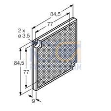 Retroreflective Target: Square 77 x 77, Reflectivity Factor: 2.0, Max. Temp. = 60 Degrees C, Plastic - Two Screw Holes for Mounting