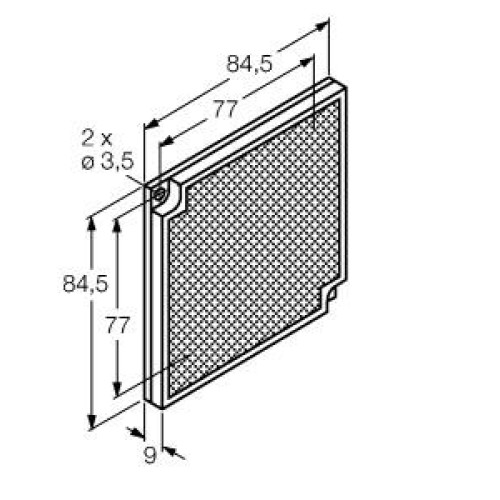 Retroreflective Target: Square 77 x 77, Reflectivity Factor: 2.0, Max. Temp. = 60 Degrees C, Plastic - Two Screw Holes for Mounting