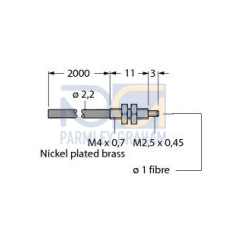Plastic Fiber, Opposed Mode, Core Dia.: 1, Fiber Length 2 m, Thread, DuraBend, Free cut