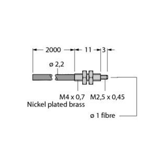 Plastic Fiber, Opposed Mode, Core Dia.: 1, Fiber Length 2 m, Thread, DuraBend, Free cut