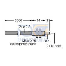 Plastic Fiber, Diffuse Reflective, Core Dia.: 1, Fiber Length 2 m, Thread, DuraBend, Free cut