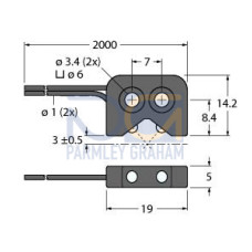 Plastic Fiber, Convergent Distance 3, Side Exit, Flat Pack Plastic Housing, 2 m Length, Free Cut