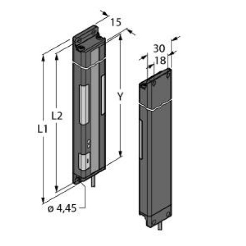 PVA Series: 225 Array Pair - Emitter/Receiver, Range: 2 m, Input: 12-30 V dc, Output: 1 NPN (on receiver), 2 m (6.5 ft) Integral Cables