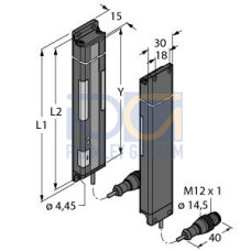 PVA Series: 300 Array Pair - Emitter/Receiver, Range: 2 m, Input: 12-30 V dc, Output: 1 PNP (on receiver), 2 m M12 Pigtail QD