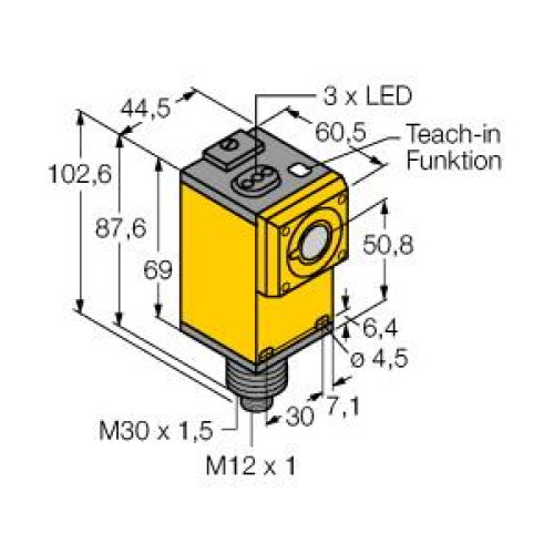 Q45UR Discrete Series: Kit, Includes:Controller Q45UR3BA63CQ6 Sensor: M18C2.0, Range: 50-250, Input: 12 - 24 V dc, Output: Bipolar - 1 NPN 1 PNP, M12 Integral QD