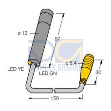 M12 Laser: Class 1 Emitter, Range: refer to datasheet, Input: 10-30 V dc, Output: Not Applicable, 150 (6 in) 3-pin M8 Pigtail QD