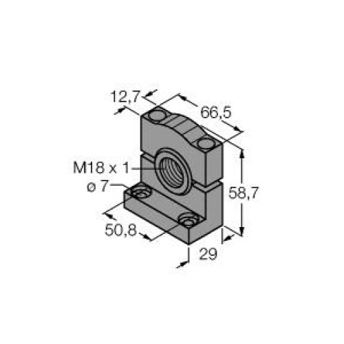 Bracket: 18 swivel barrel or side mounting, Black reinforced thermoplastic polyester, Hardware included