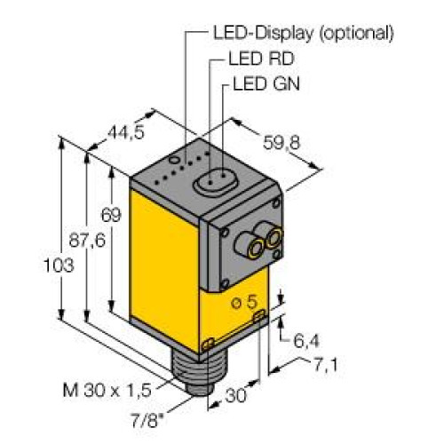 Q45 Series: Plastic Fiber Optic, Range: Depends on Fiber, Input: 12-250 V dc / 24-250 V ac, Output: SPDT Electromechanical Relay, Mini-style Integral QD