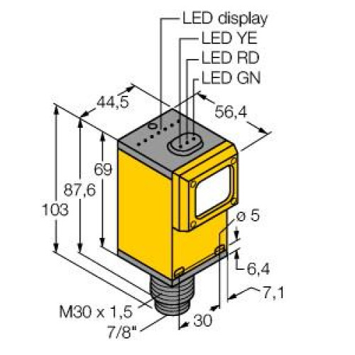 Q45 Series: Polarized Retro, Range: 0.15 to 6 m, Input: 12-250 V dc / 24-250 V ac, Output: SPDT Electromechanical Relay, 5-pin Mini Integral QD