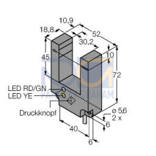 SL Series: Slot Sensor, Slot width: 30, Input: 10-30 V dc, Output: Bipolar: 1 NPN, 1 PNP, 2 m (6.5 ft) cable