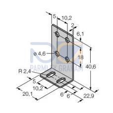 Bracket: Right-angle bracket, 303 Stainless Steel, Replacement brackets for brackets included with sensors, Used with PVA, PVD, EZ-LIGHT TL30F