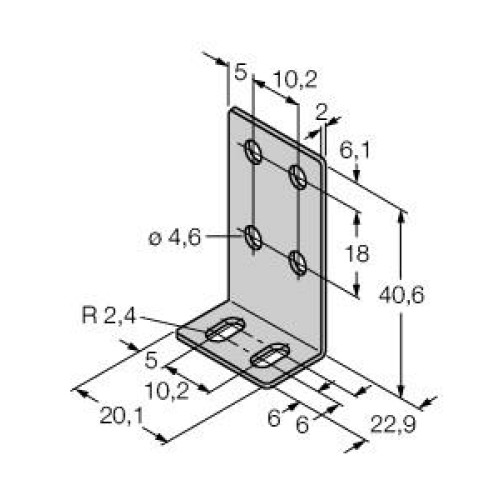 Bracket: Right-angle bracket, 303 Stainless Steel, Replacement brackets for brackets included with sensors, Used with PVA, PVD, EZ-LIGHT TL30F