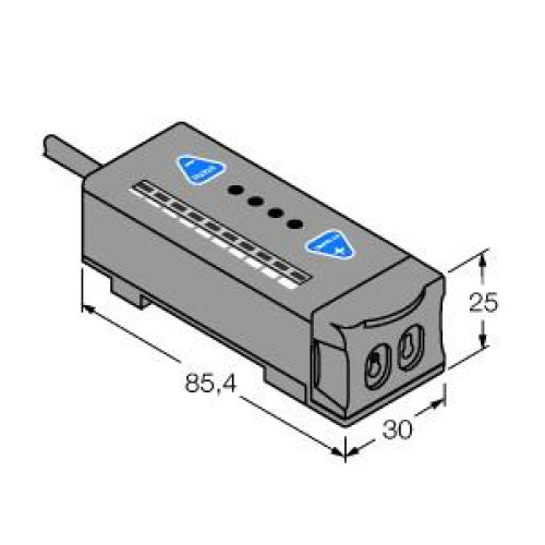 R55 Color Mark: Plastic Fiber w/ Red LED, Range: Depends on Fiber, Input: 10-30 V dc, Outputs: Bipolar NPN/PNP, 2 m (6.5 ft) Cable