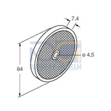 Retroreflective Target: Circular - diameter 81, Reflectivity Factor: 1.4, Max Temp = 65 degree C, Plastic - Center hole for mounting