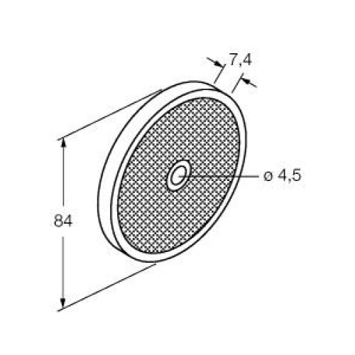 Retroreflective Target: Circular - diameter 81, Reflectivity Factor: 1.4, Max Temp = 65 degree C, Plastic - Center hole for mounting