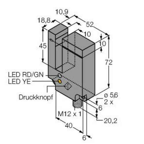 SLE10Series: Teach Mode Slot Sensor, Slot width: 10, Input: 10-30 V dc, Output: Bipolar: 1 NPN, 1 PNP, M12 Integral QD