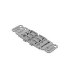 Mounting carrier with strain relief, 3-way, for inline splicing connector with lever, for screw moun