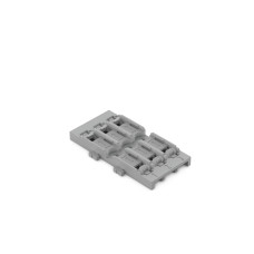 Mounting carrier, 3-way, for inline splicing connector with lever, for screw mounting, gray