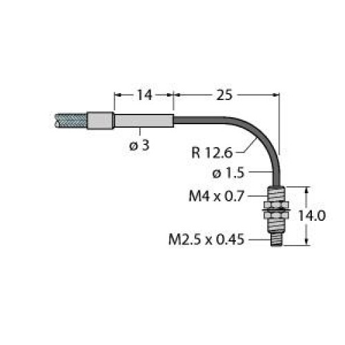 Plastic Fiber, Opposed Mode, Core Dia.: 1, Fiber Length 1 m, Angle, Thread, SteelSkin, TMB5 Termination