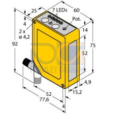 Q60 Series: Adjust-Field Laser (Cls 1) Univ Volt, Range: 200-1400, Input: 12-250 V dc or 24-250 V ac, Output: Electromechanical Relay (SPST), Micro-Style QD
