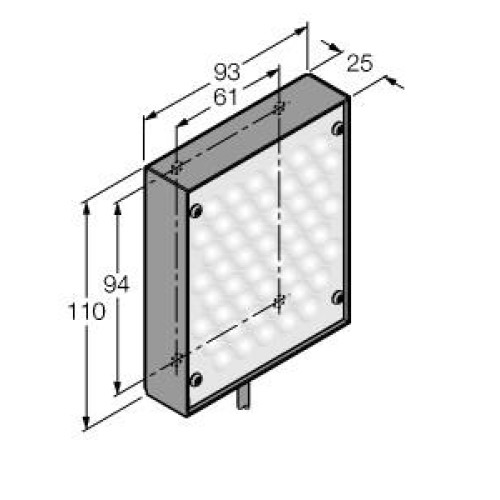 PresencePLUS 80 X 80 Area Light, Visible White LED 24 V dc, 2 m (6.5 ft) cable with flying leads