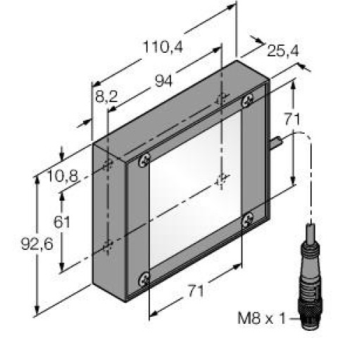 PresencePLUS 70 x 70 Backlight, Visible Red LED 24 V dc, 2 m (6.5 ft) cable with 3-pin male Connector, Connects to P4