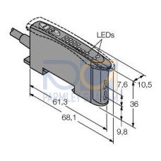 D10 Series Expert: Bargraph Display Discrete, Range: Depends on Fiber, Input: 10-30 V dc, Output: Bipolar: 1 NPN, 1 PNP, 2 m (6.5 ft) Cable