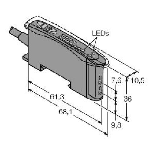 D10 Series Expert: Bargraph Display Discrete, Range: Depends on Fiber, Input: 10-30 V dc, Output: Bipolar: 1 NPN, 1 PNP, 2 m (6.5 ft) Cable