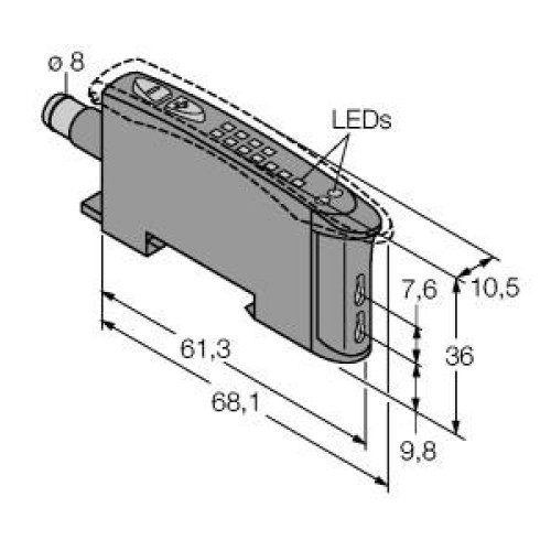 D10BFPQ Sensor for use with Plastic Fiber Optics, Range: Depends on Fiber, Input 10-30 V dc, Output: Bipolar 6-pin M8 QD