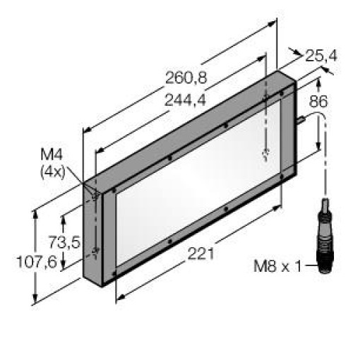 PresencePLUS 85 x 220 Backlight, Visible Red LED 24 V dc, 2 m (6.5 ft) cable with 3-pin male Connector, Connects to P4