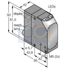 LT7 Series: Laser Diffuse Time-of-Flight Sensor, Range: 500 - 10 m, 18-30 V dc, Outputs: Discrete 2 PNP Analog 4-20 mA RS-422 or SSI, M16 12-pin QD