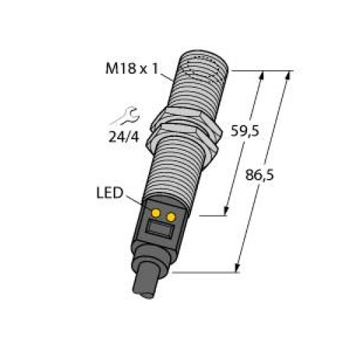M18T Series: Temperature Sensor, 14: 1 Germanium Lens, Output: one NPN, one PNP, 2 m Cable