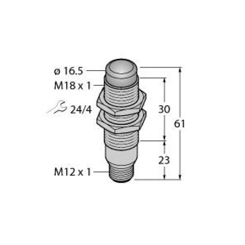 EZ-LIGHT: Nickel-Plated Brass Housing M18x1 Threa, 3-Color General Purpose, Green Red Yellow Light, Steady Display, PNP (Sourcing): Encapsulated IP67, M12 Integral QD