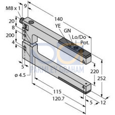 SLM Series: Rugged Nickel-Plated Metal Fixed-Distance Slot Sensor, Slot Width: 220, Input 10-30 V dc, Output: PNP, 3-pin M8 Integral QD