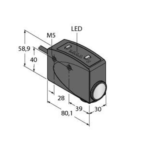 R58Register Mark Sensor, Input, 10-30 V dc, Output: Bipolar, 1 NPN, 1 PNP, Perpendicular Sensing Beam, 2 m Cable