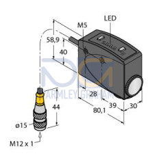 R58Register Mark Sensor, Input, 10-30 V dc, Output: Bipolar, 1 NPN, 1 PNP, Perpendicular Sensing Beam, 150 (6 in) 5-pin M12 Pigtail QD