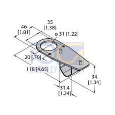 SMB30FVK Bracket: V-Clamp Flat with Fasteners for Mounting Sensor with 30 Threads to Pipe or Extrusions 32.6 (1.28 in)