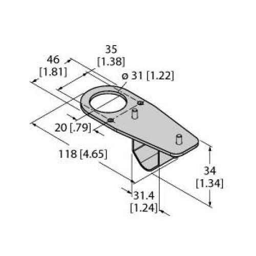 SMB30FVK Bracket: V-Clamp Flat with Fasteners for Mounting Sensor with 30 Threads to Pipe or Extrusions 32.6 (1.28 in)
