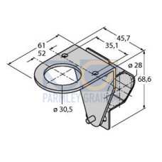 Bracket: V-Clamp Mount, 30 hole to 28 tube, Right-angle