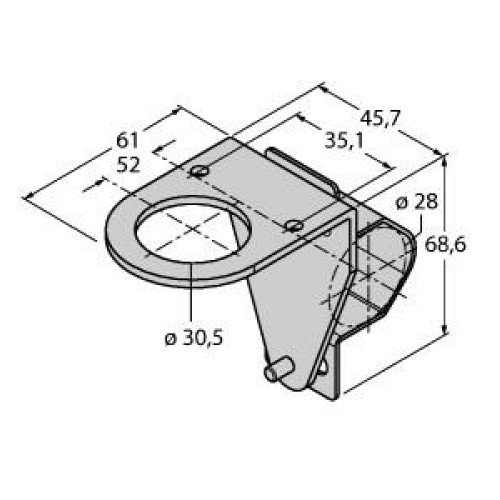 Bracket: V-Clamp Mount, 30 hole to 28 tube, Right-angle