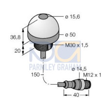 K50 D-Series EZ-LIGHT: 1-Color Fixed-Field Sensor, Voltage: 12-30 V dc, Housing: Polycarbonate, IP67 IP69K, Range: 50, Input: PNP (NO), Color: Green, 150 (6 in) 4-pin M12 PVC Pigtail QD