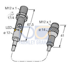 M12 Series: Fixed Field (Red), Range: 25, Input 10-30 V dc, Output: Complementary Solid-State PNP, 150 (6 in) M12 Pigtail QD