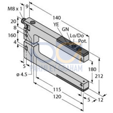 SLM Series: Rugged Nickel-Plated Metal Fixed-Distance Slot Sensor, Slot Width: 180, Input 10-30 V dc, Output: PNP, 3-pin M8 Integral QD
