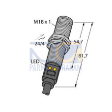 M18T Series: Temperature Sensor, 6: 1 Plastic Fresnel Lens, Output: Analog 4-20 mA, PNP Alarm, 2 m (6.5 ft) Cable