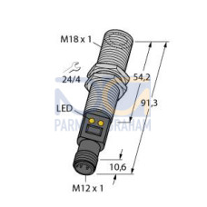 M18T Series: Temperature Sensor, 8: 1 Integrated Lens, Output: Analog 4-20 mA, PNP Alarm, 5-pin M12 Integral QD