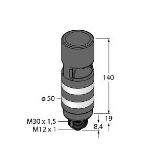 Beacon Tower Light 2-Color Sealed, Omnidirectional Staccato Audible Indicator, Voltage: 12-30 V dc or 24 V ac, Environmental Rating: IP67, Input: Bimodal, Colors: Green Red, 4-pin M12 Integral QD