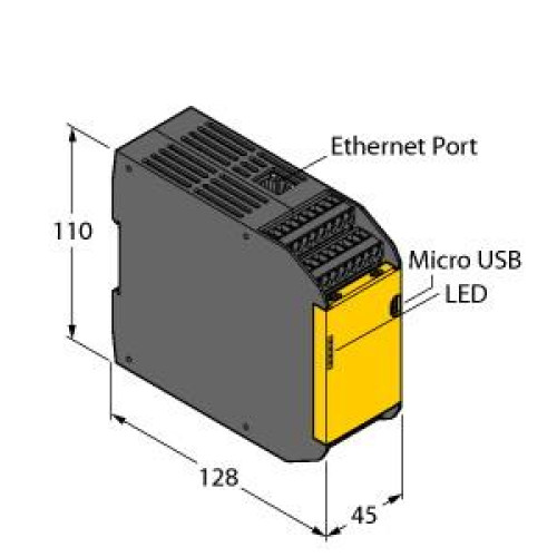 SC26-2E Safety Controller: Non Expandable, 26 Input, 2 pairs of PNP Safety Outputs (0.5 A each), No Display, Ethernet, USB, 8 Convertible Inputs, Removable Screw Terminals, 24 V dc, 140 mA