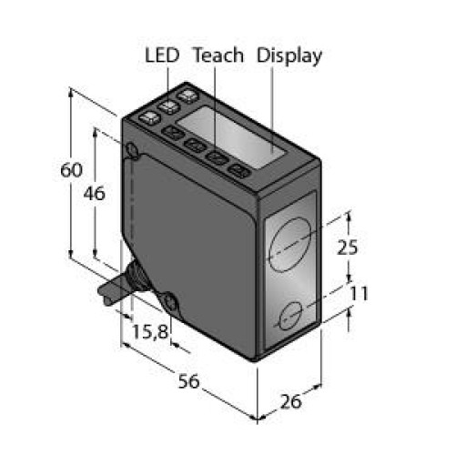 Laser Displacement Sensor, Range: 100-1000, Input: 12-30 V dc, Output: Analog: 0-10 V, Discrete: NPN/PNP Configurable, 2 m (6.5 ft) Cable